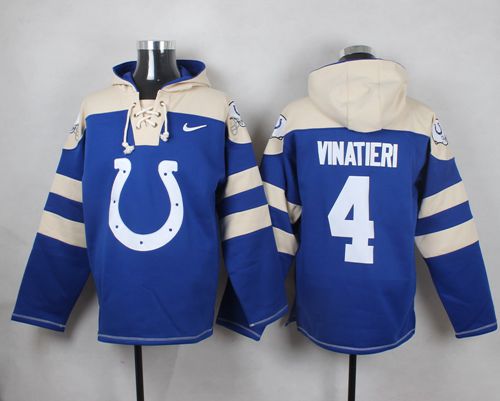 Nike Colts #4 Adam Vinatieri Royal Blue Player Pullover NFL Hoodie - Click Image to Close
